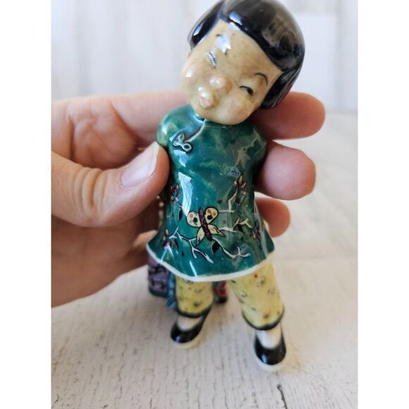 Gort little carp girl lantern Chinese green figurine vintage 1949 priolo statue - Picture 9 of 10
